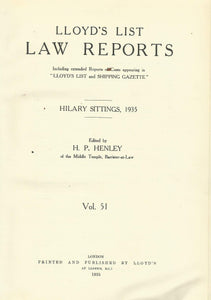 Lloyd's List Law Reports - Hilary Sittings, 1935, Vol 51