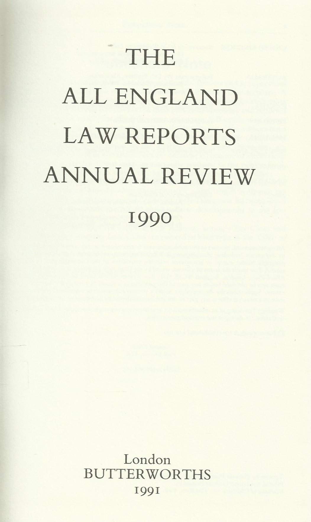 All England Law Reports: Annual Review