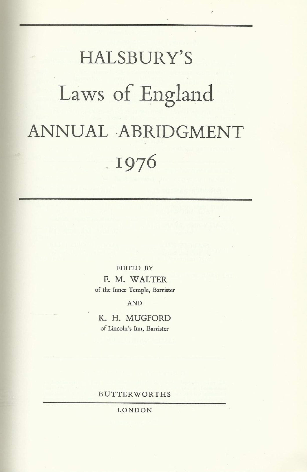 Halsbury's Laws of England, Annual Abridgment