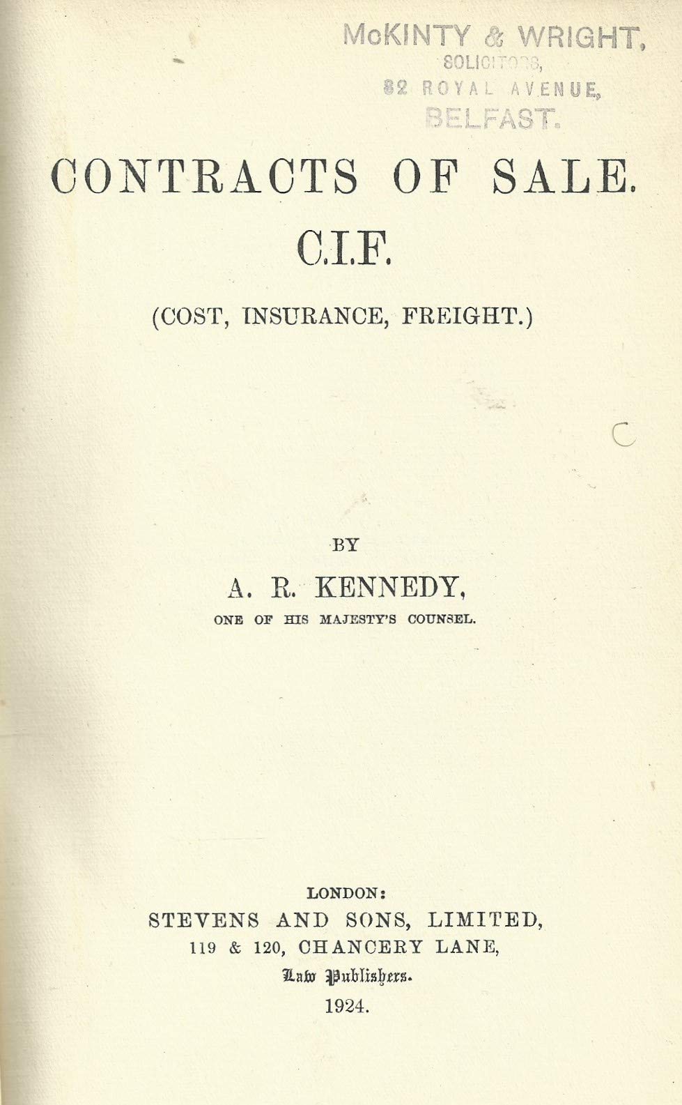 Contracts of Sale C.I.F. (Cost, Insurance, Freight) - CIF