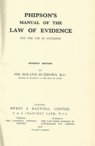 Phipson's Manual Of The Law Of Evidence For The Use Of Students