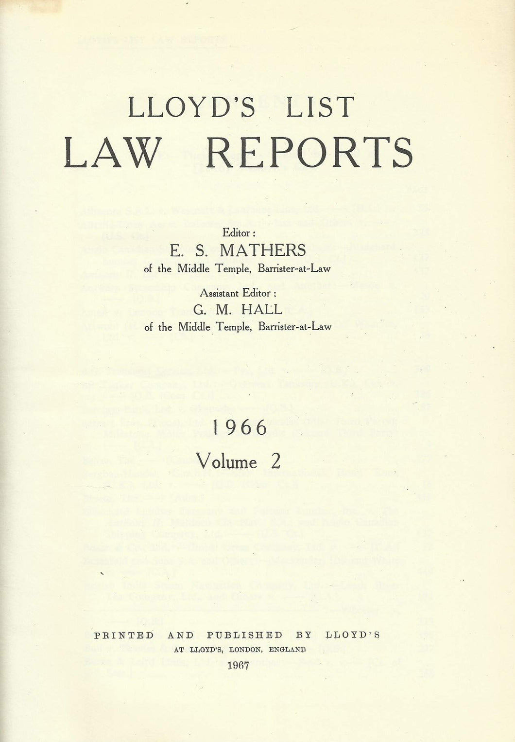 Lloyd's List Law Reports 1966, Volume 2