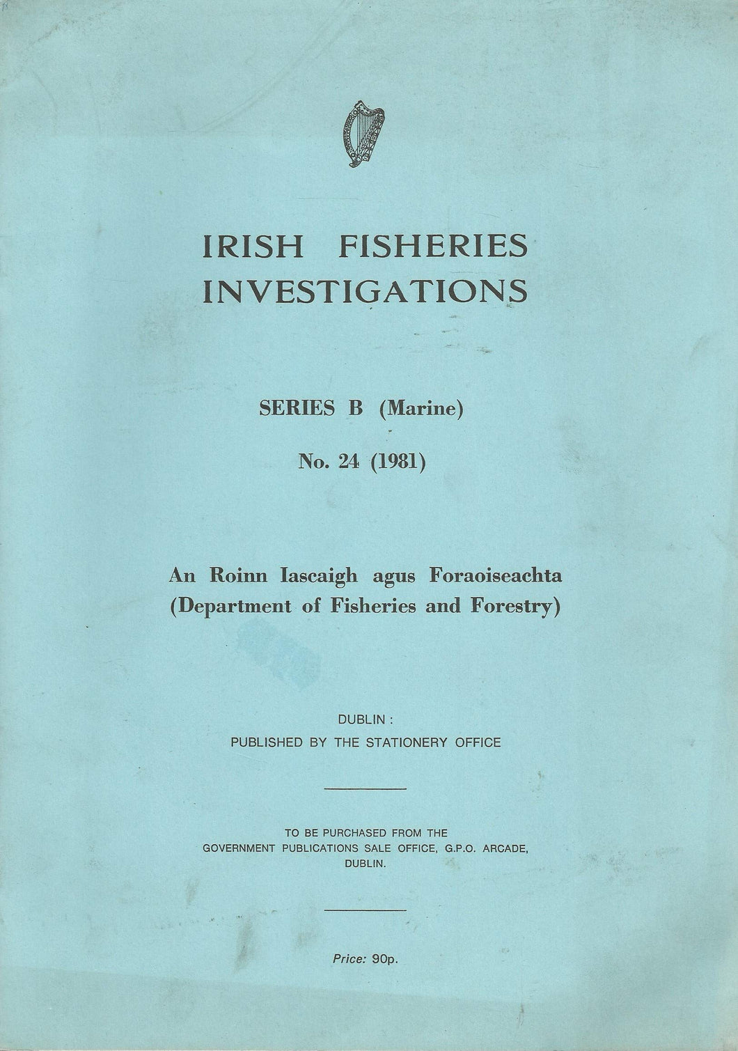 Irish Fisheries Investigations: Distribution and Ecology of Oysters, Ostrea Edulis (L.) in Kilkieran and Bertraghboy Bays, Connemara, Co. Galway